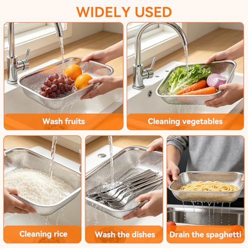 Colador rectangular de acero inoxidable para vegetales miniatura 5