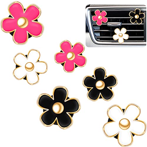 Image of Frienda 6 Pcs Daisy Flower Air Vent Clip Accessories Air Conditioning Outlet Clip Car Air Freshener Dashboard Accessories Charm Car Inter Decor(3 cm, 3.3 cm,Red, White, Black)
