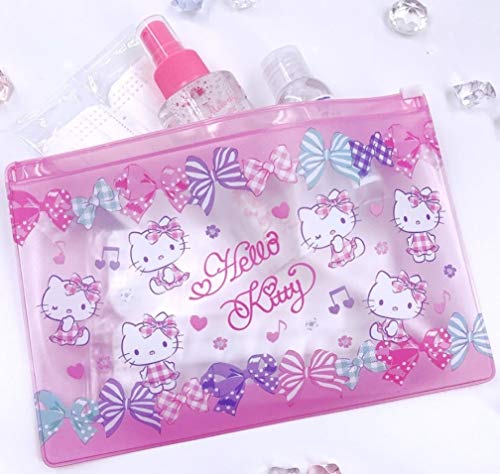 Hello Kitty Zipper Storage Pouch Pen Pencil Holder B6 Size File Bill Gadgets Cosmetic Toiletry Travel Accessories Face Mask Portable Bag Multi Flat Case