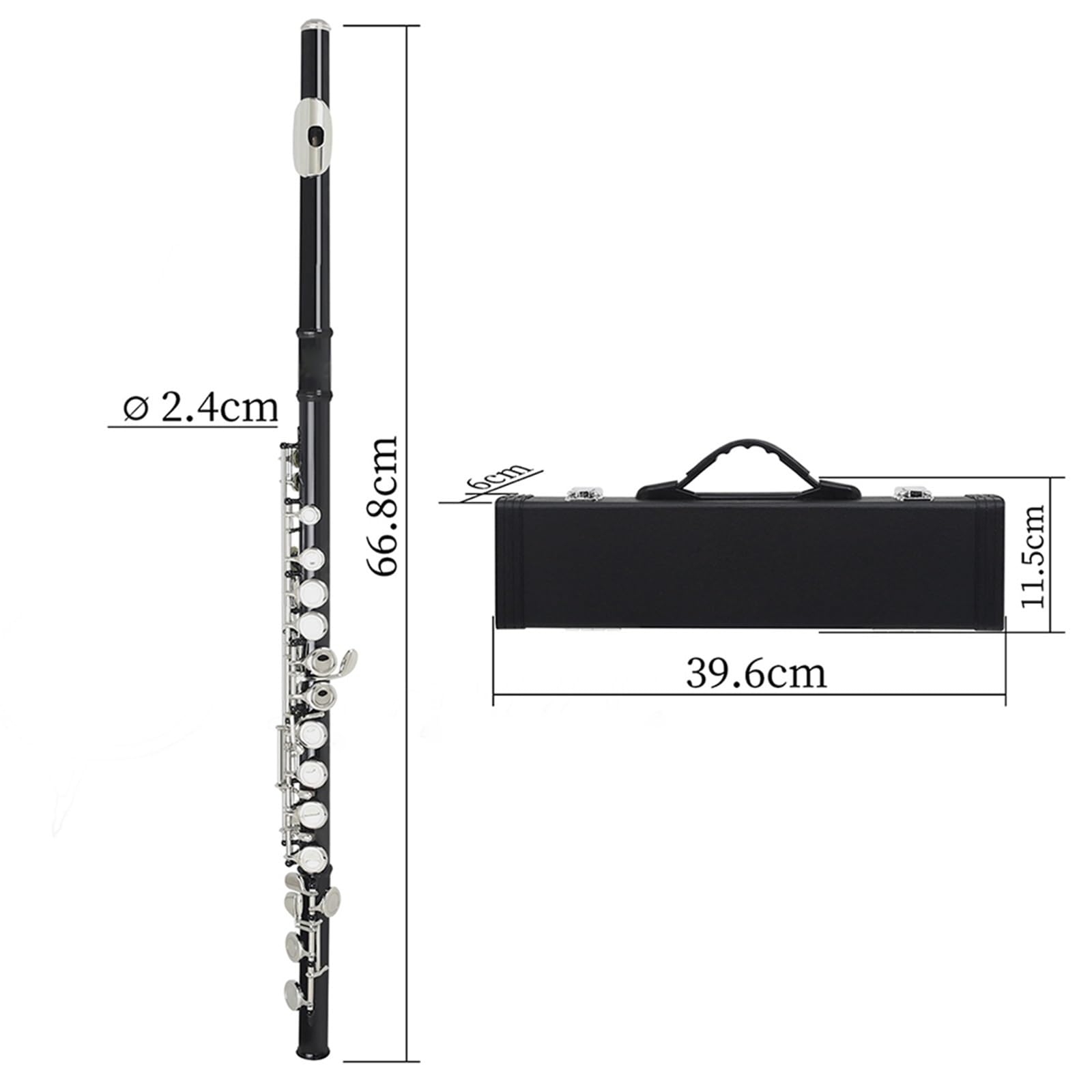 Flet Dęty Drewniany Z 16 Otworami Czarny Klucz C Mosiężny Flet Koncertowy Ze Skórzanym Etui instrument flet poprzeczny