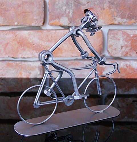 Boltmen Cyclist Sculpture - Biker - Creative Handcrafted Metal Ornament - Great Cycling Gift For Cyclists Bike Rider Present