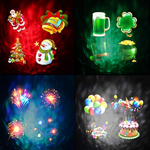 KOOT Christmas Snowflake Lights Projector 2 in 1 Ocean Wave Light with 12 Switchable Patterns Waterproof Outdoor Landscape Light for Celebration Christmas Birthday and Holiday Decoration
