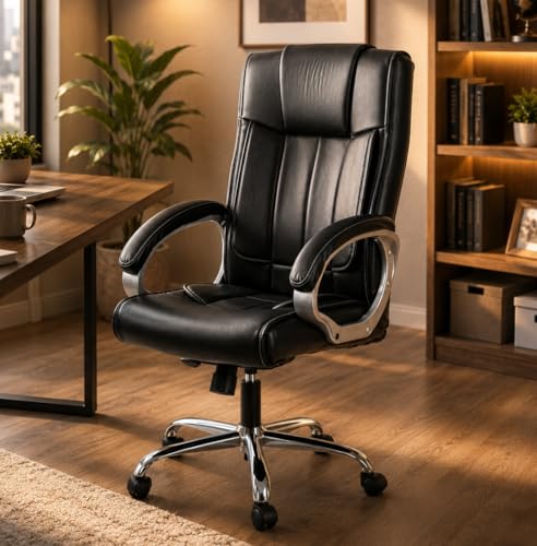 Image of GOYALSON Doctor Ortho Lumbar Support Spine Care High Back Office Executive Boss Black Revolving Chair | Made in India (Black New)