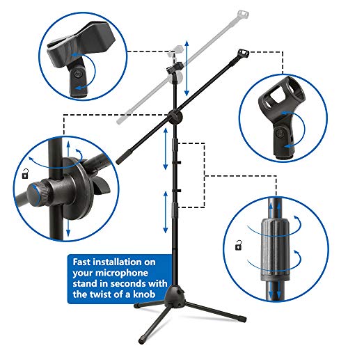 image for K KASONIC Kasonic Microphone Stand, Heavy Duty Adjustable Collapsible 