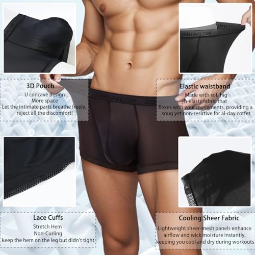 JINSHI Ice Silk Mens Sexy Underwear For Straight Men See Through Boxers Ultra Thin Sheer Trunk Bulge Pouch Boxer Briefs4