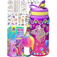 PURPLE LADYBUG Decorate Your Own Water Bottle - Craft Kit for Kids - BPA Free - Unicorn DIY Fun for Girls Ages 4+, Birthday & Christmas Gifts for Kids, Personalised Leak-Proof Water Bottle (590ml)