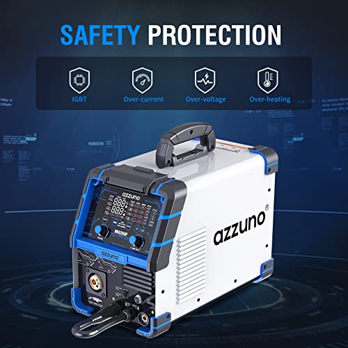 Azzuno A-2 Aluminum 250Amp Mig Welder,6 In 1 Gas Mig/Gasless Flux Core/Stick/Lift Tig/Spot Welding/Spool Gun Compatible Welding Machine 110V/220V Large Led Display Multi Process Welder thumb #5