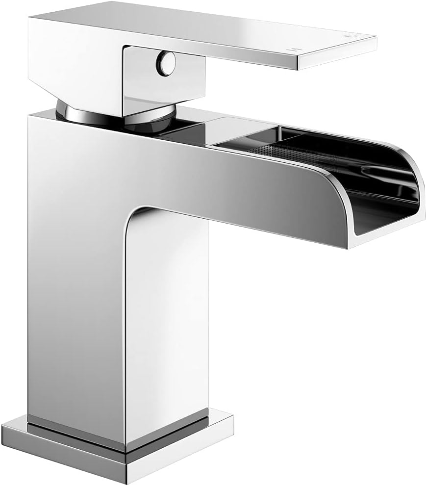 Ozone Waterfall Basin Mono Sink Mixer Tap Chrome Brass Deck Mounted - Image 5