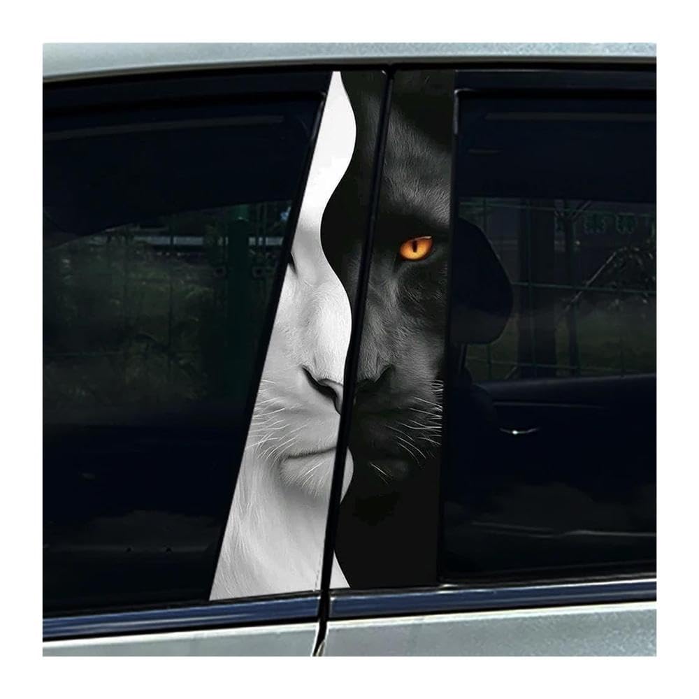 Body Parts 2PCS Car B-Pillar Cover Scratches Waterproof Decals Animal Lion Leopard Tiger Car Stickers DIY(D)