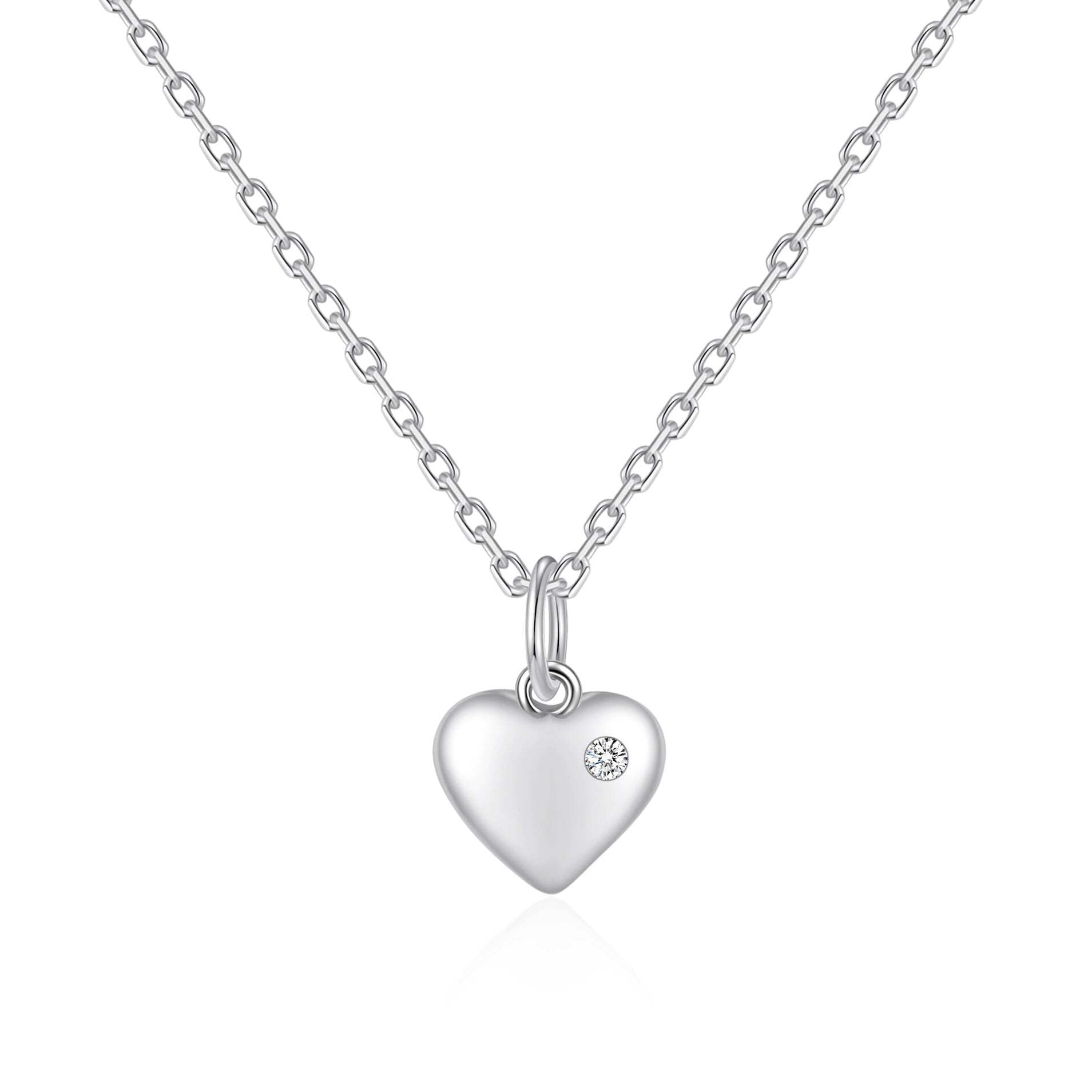 Collar de corazón de plata de ley 925 con cristales colgantes 8