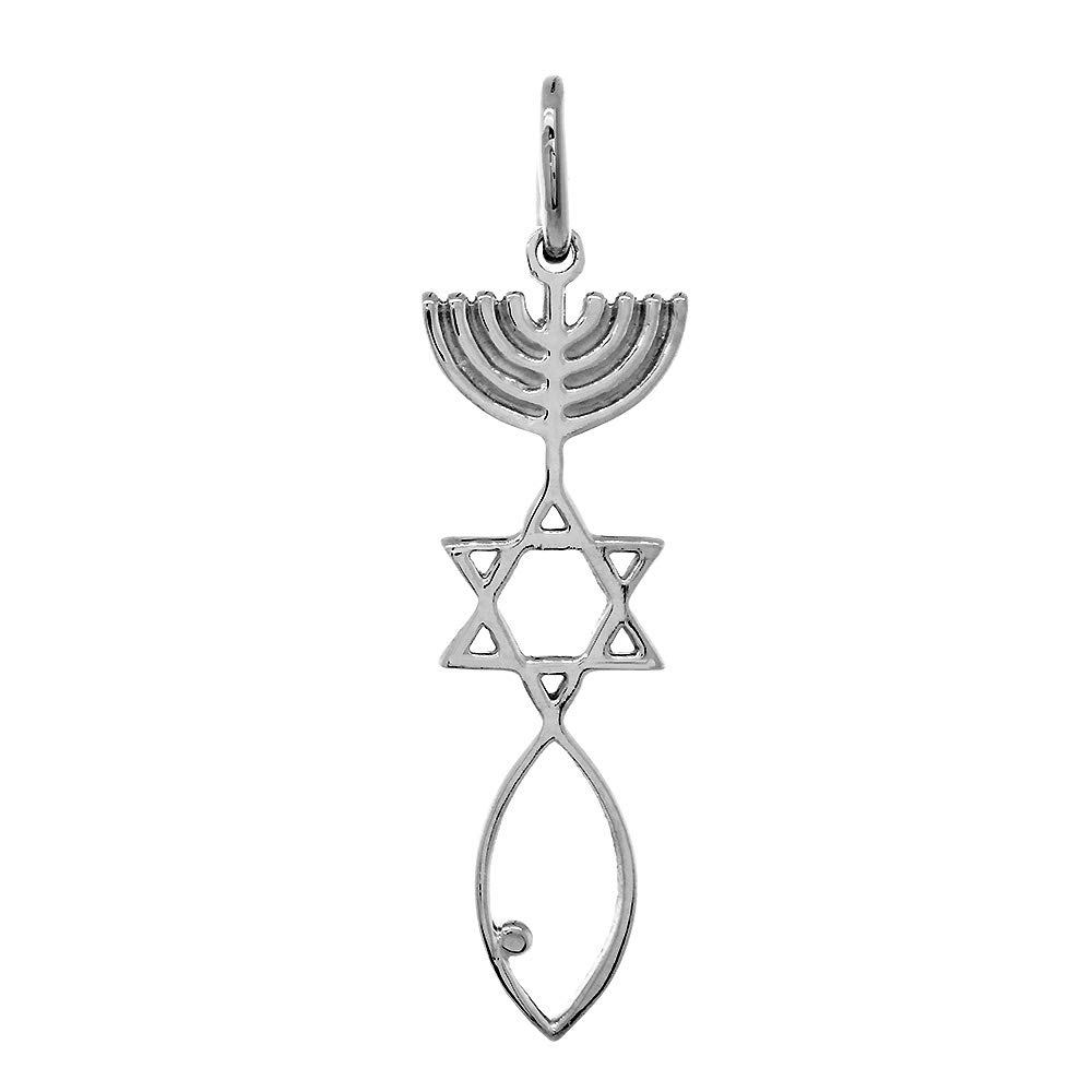 SZIROMedium Size Messianic Seal Jewelry Charm in Sterling Silver