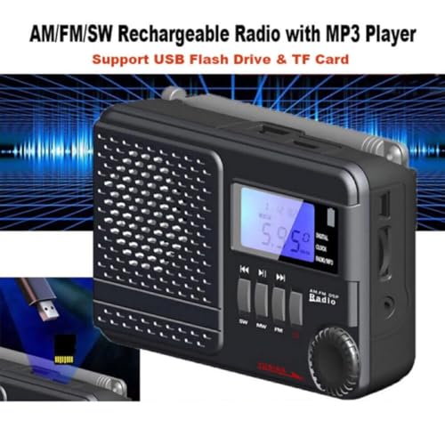 Radio portátil AM FM SW con MP3 y reloj digital miniatura 5