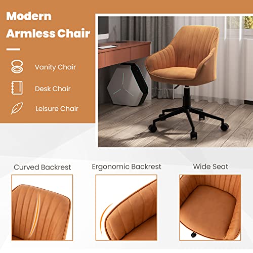 Giantex Leather Office Chair Brown, Mid Century Desk Chair With Wheels And Ergonomic Armrests, Adjustable Swivel Rolling Task Chair, Upholstered Leisure Arm Chair For Home Office Study Bedroom (1) #TOP6