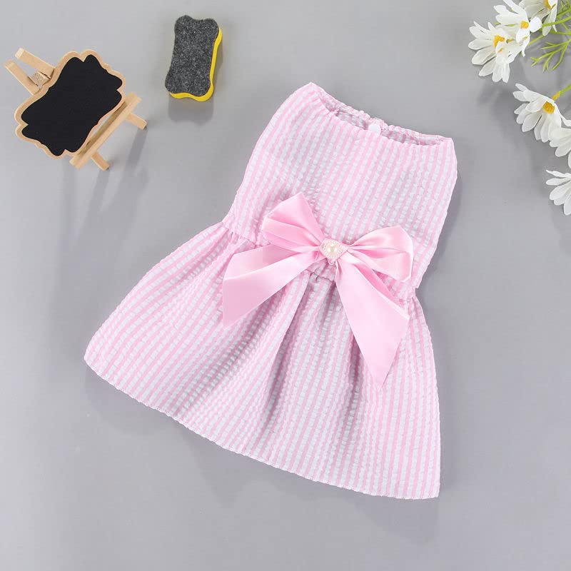 KUTKUT Small Dog Girl Dress Puppy Clothes Female Princess Tutu Striped Skirt Summer Shirt for Shihtzu, Pug Cat Pet Apparel Outfits (Size: XL, Chest: 50cm, Length: 40cm) (B0C245Z9H3) Amazon Price History, Amazon Price Tracker