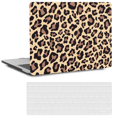 Estuche MacBook Air 13 pulgadas para modelos A2337 M1 A2179 A1932 con carcasa de leopardo y teclado