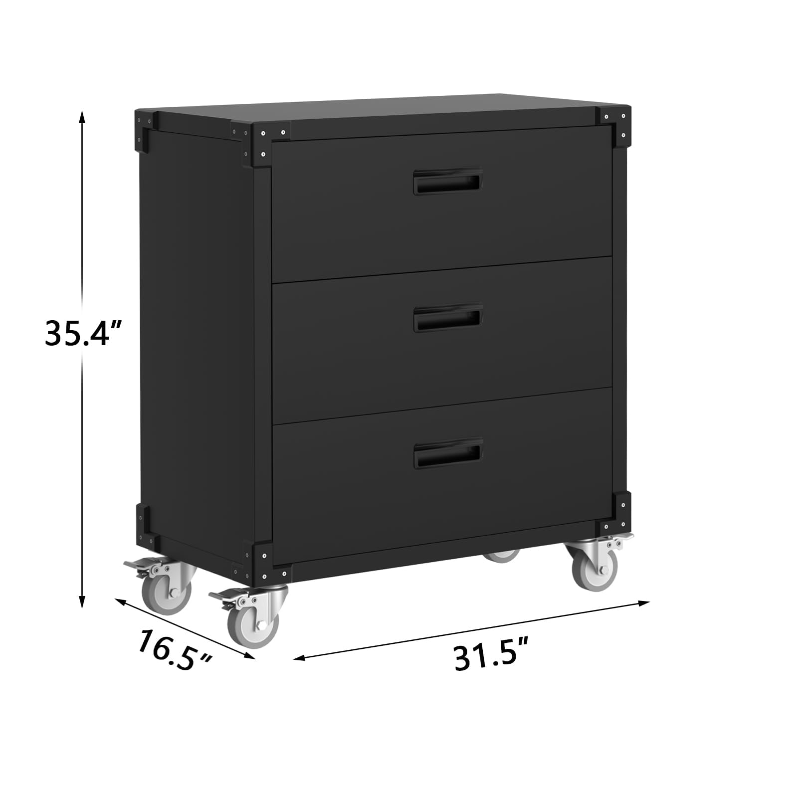 Armoire à Outils roulante 3 tiroirs en métal - Noir
