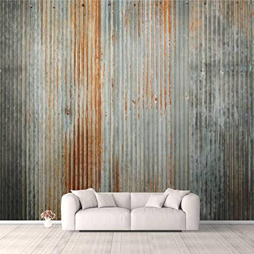 Papel pintado 3D con textura de zinc vieja oxidado sobre superficie de metal galvanizado, autoadhesivo, para dormitorio, sala de estar, dormitorio, decoración mural de pared, fondo de pared y techo
