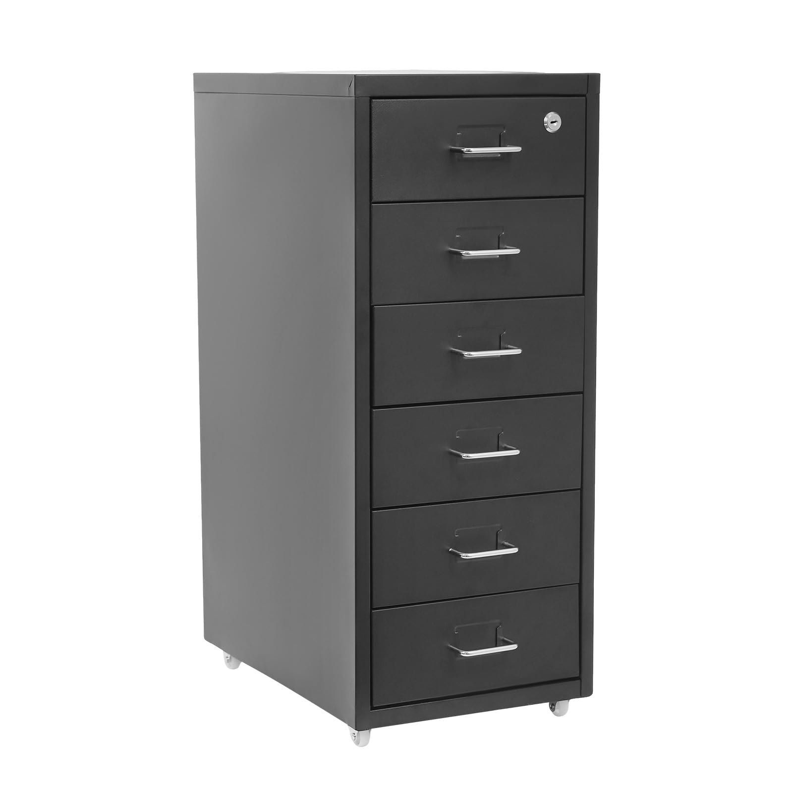 sertheha 6 Drawer Mobile File Cabinet,Vertical File Cabinet with Lock, Metal Storage Cabinet for Home,Office, Horizontal Rolling Filing Cabinets for