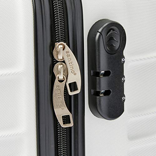 Mala Viagem Pequena ABS Rígida 4 Rodinhas 360° Branca Cadeado Fixo Santino