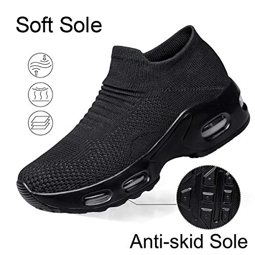 YHOON Women's Walking Shoes Slip-on - Sock Sneakers Ladies Nursing Work Air Cushion Mesh Casual Running Jogging Shoes3