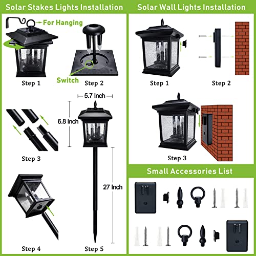 Beautyard Outdoor Solar Lanterns Waterproof Candles Lanterns Flickering Hanging Lights Garden Decor Patio, Lawn, Pathway, Wall Birthday Gifts Women Gifts — view 6