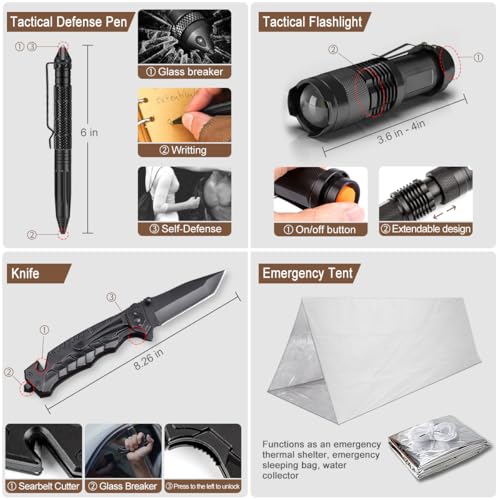 238Pcs Emergency Survival Kit and First Aid Kit, Professional Survival Gear Tool with Tactical Molle Pouch and Emergency Tent for Earthquake, Outdoor Adventure, Camping, Hiking, Hunting - Image 5