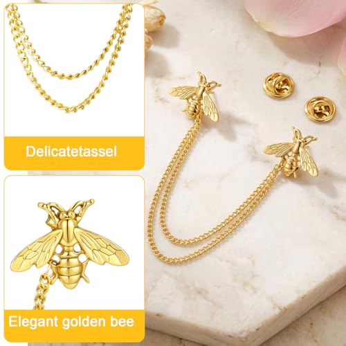 Image of Amaxiu Gold Bee Brooch with Long Chain Tassel