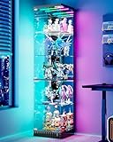 Lvifur Glasvitrine mit LED Beleuchtung und Schubladen,Vertikale Vitrine mit Intelligente...