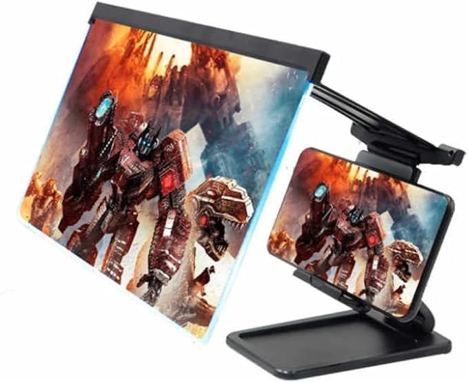 12-Inch 3D Phone Screen Magnifier with HD Fresnel Lens Adjustable Holder & Foldable Stand for Immerse Viewing 𝐅𝐫𝐞𝐞 𝐌𝐚𝐢𝐧𝐭𝐞𝐧𝐚𝐧𝐜𝐞 White 3D Viewing for Movies, Gaming & Office Black-image-22