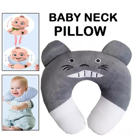 Image of Cotton New Born Baby Soft Neck Supporting Pillow for Head Shaping Baby (0-12 Month), Infant Pillow Printed, Baby Sleeping, Gift for Babies Panda Design