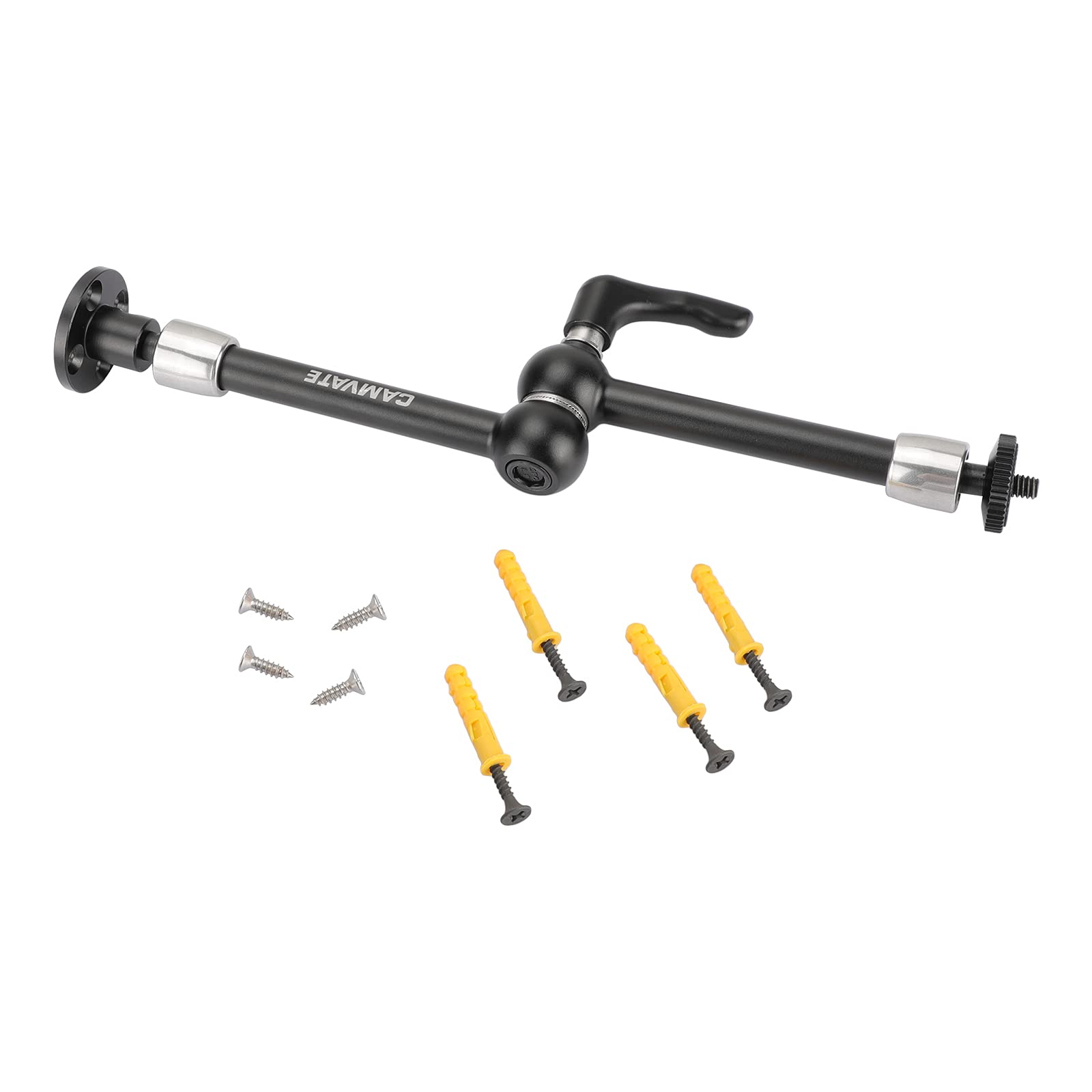 CAMVATE Braccio magico da 2876 con testa a sfera da 1/4" e manopola di blocco centrale rinforzata + base circolare per montaggio a parete - 2876