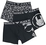 Black Premium by EMP Herren schwarz-graue Boxershorts im Dreierpack M