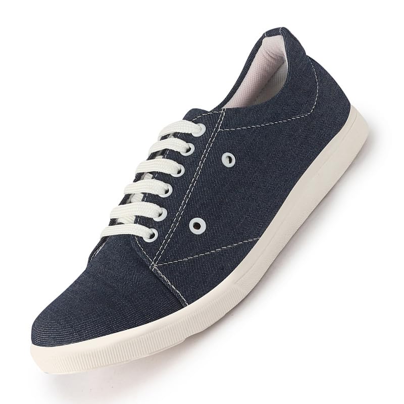Image of FAUSTO Men Casual Classic Canvas /Fabric Sneaker Shoe | Lightweight Comfort Insole | Everyday 6-Eye Lace Up Shoes with Anti Skid TPR Sole