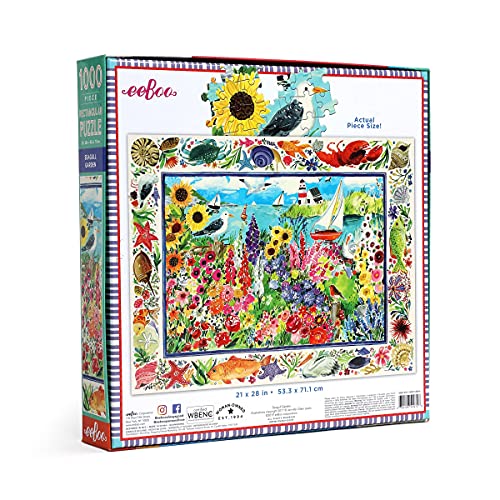 Image of eeBoo 1000 Piece Puzzle - Seaside Garden Jigsaw Puzzle for Adults, Rectangular 28 inch x 21 inch Made with Recycled Board & Vegetable-Based Ink