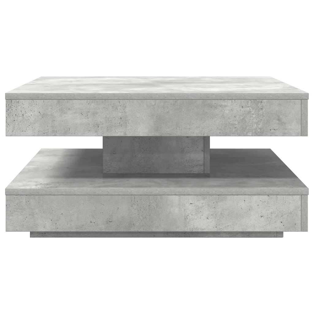 Couchtisch Betongrau Holzwerkstoff 70x70x34,5 cm 360 Grad drehbar mit Stauraum und Ablagefach moderner Wohnzimmertisch Beistelltisch praktisch vielseitig