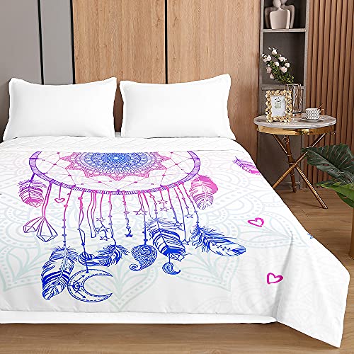 Chickwing Colcha de Verano Cubrecama Colcha Bouti, 3D Atrapasueños Impresión Ligero Edredón Manta de Dormitorio Suave Multiuso Colchas para Cama Individual Matrimonio (Morado Degradado,150x200cm)