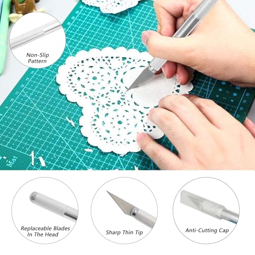 8 Stück Rakelset Zum Folieren, TöNungsfolie Auto Set, Car Wrapping Folie Filzrakel, Kalpell mit 10 Klingen, Folienschneider PräZisionsmesser, Folierungs Werkzeug für Auto-Wrapping und Handwerk