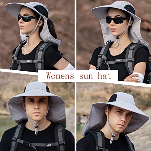 Womens Mens Sun Hat With Neck Flap,Upf 50+ Uv Protective Hiking Fishing Hats,Wide Brim Sun Hat For Women&Men #TOP4