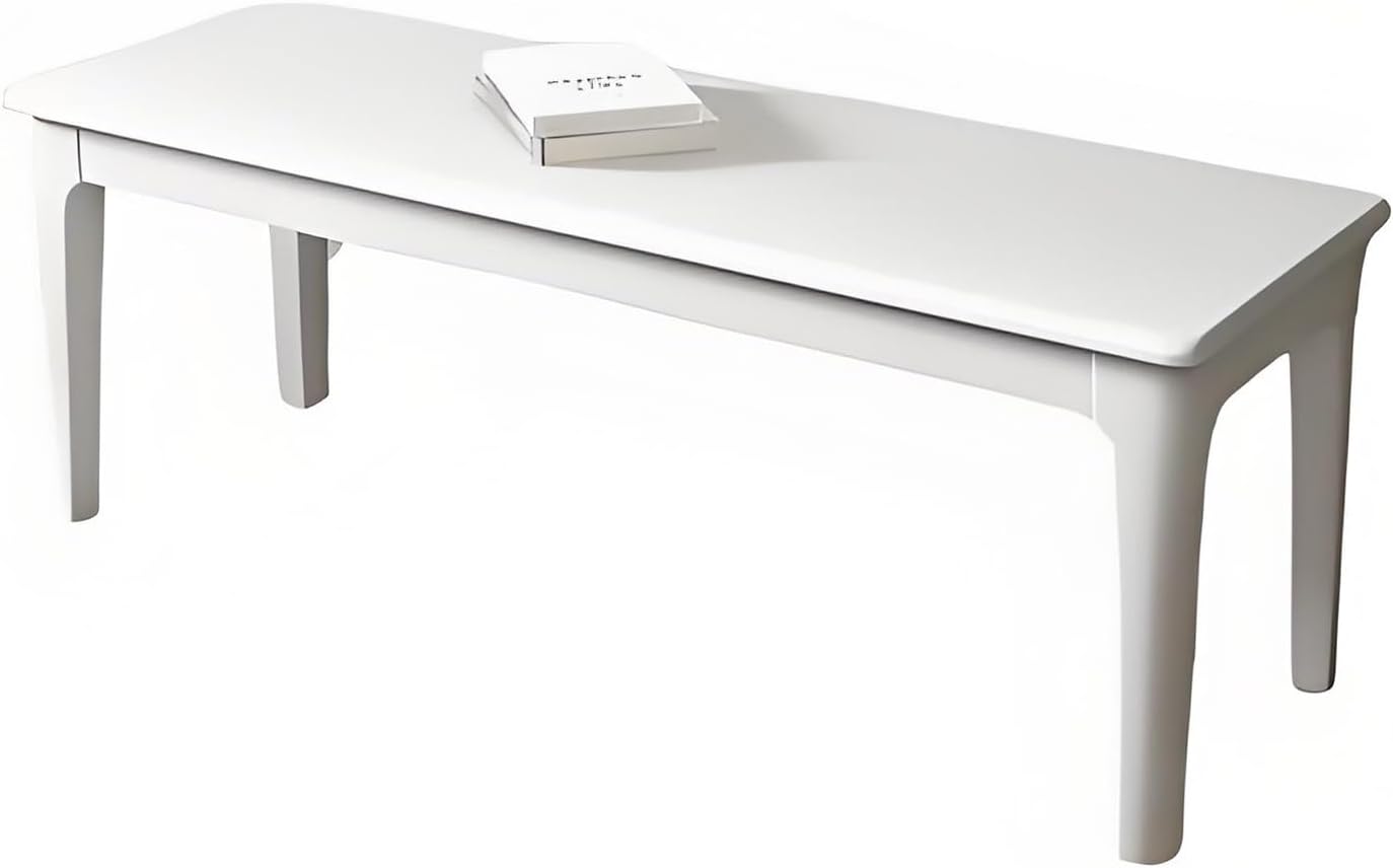 Dining Bench, Farmhouse Wood Bench, Entryway Bench, Wood Dining Bench, Kitchen and Living Room Furniture, Easy to Assemble, Sturdy and Stable(White,100cm/39.3in)