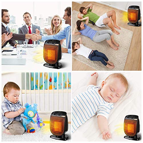 Patio Space Heater Electric Portable - Outdoor Oscillating Ceramic Fan Heater with Adjustable Thermostat, Overheat Protection, For Personal Indoor Office Desk Garage Heaters 1500W