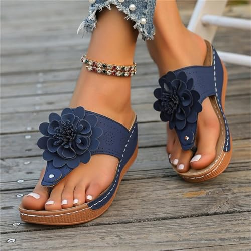 Chaussures d’été bout ouvert avec compensé et fleur 3D