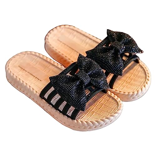 Little Kid Girls Braided Slippers Thick-Soled Bow Non-slip Breathable Sandals Summer Beach Outdoors Fashion Shoes