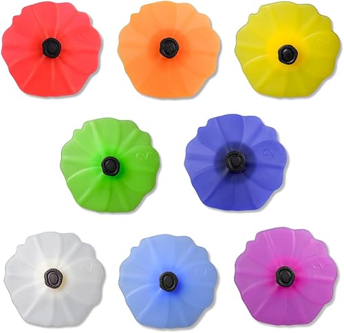 Charles Viancin Poppy Pop - Juego de tapones de silicona para vino o botella plana, silicona (paquete de 8, uno de cada color)