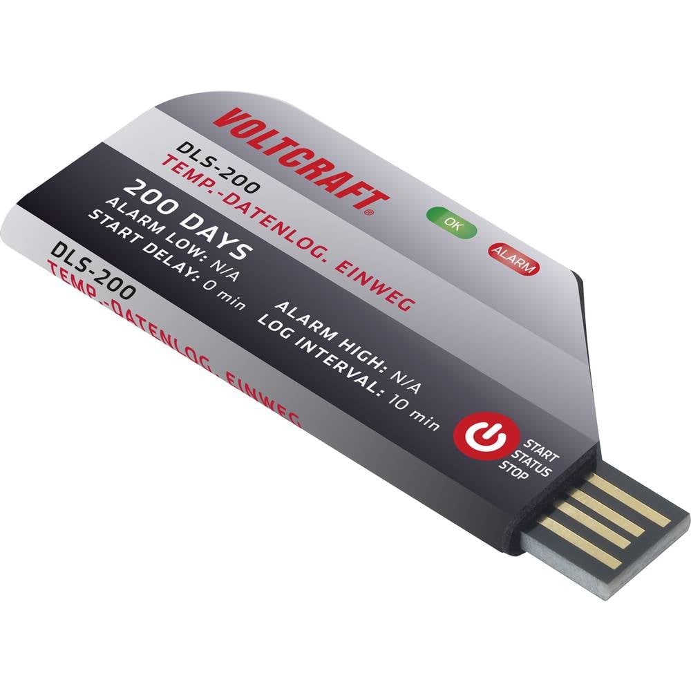 VOLTCRAFT VC-11576730 DLS-200 Data Logger Temperatura Misurazione Temperatura da -30 a 70 °C Registratore dati usa e getta, funzione PDF
