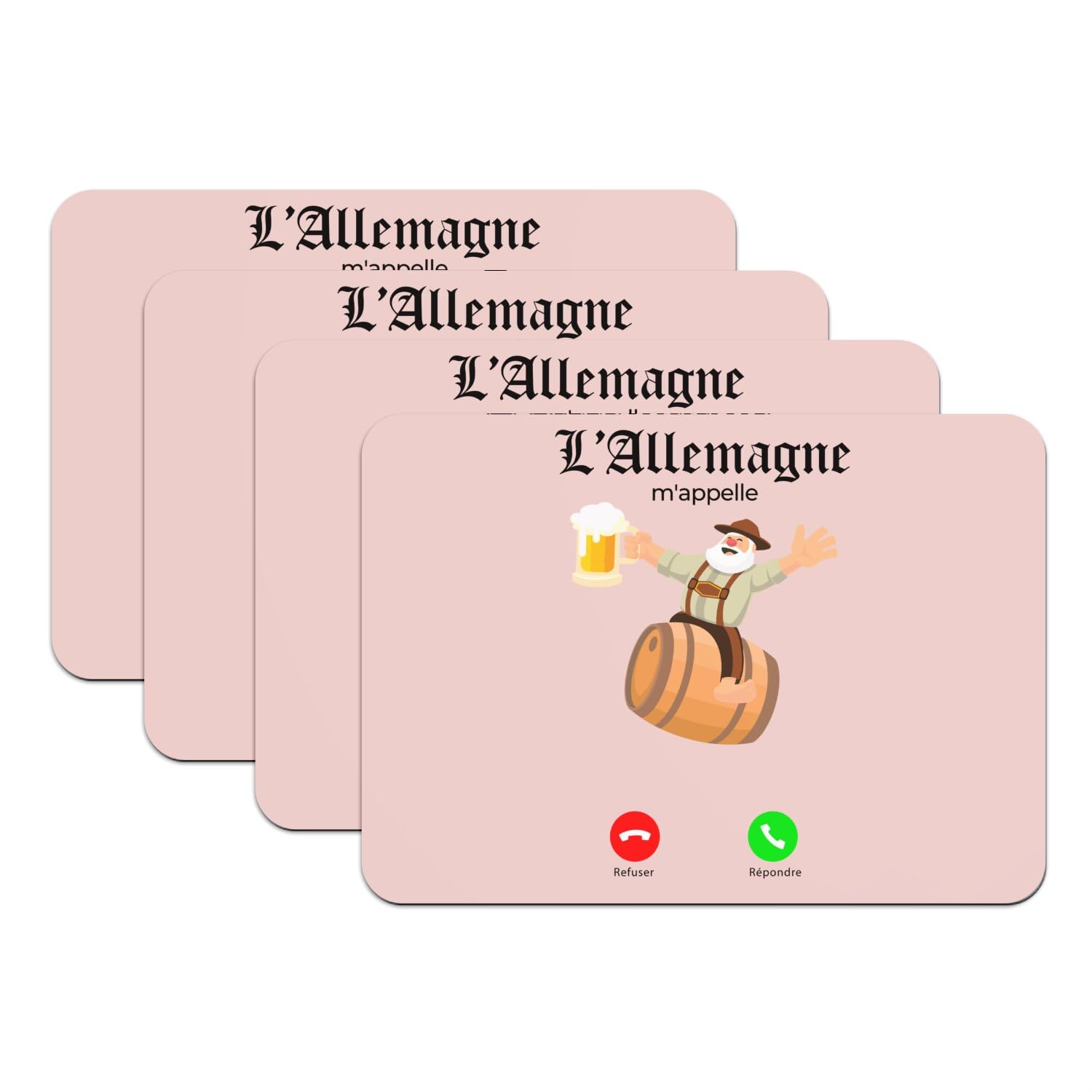 Set de table rose grand format lot de 4 dessous caoutchouc fête bière