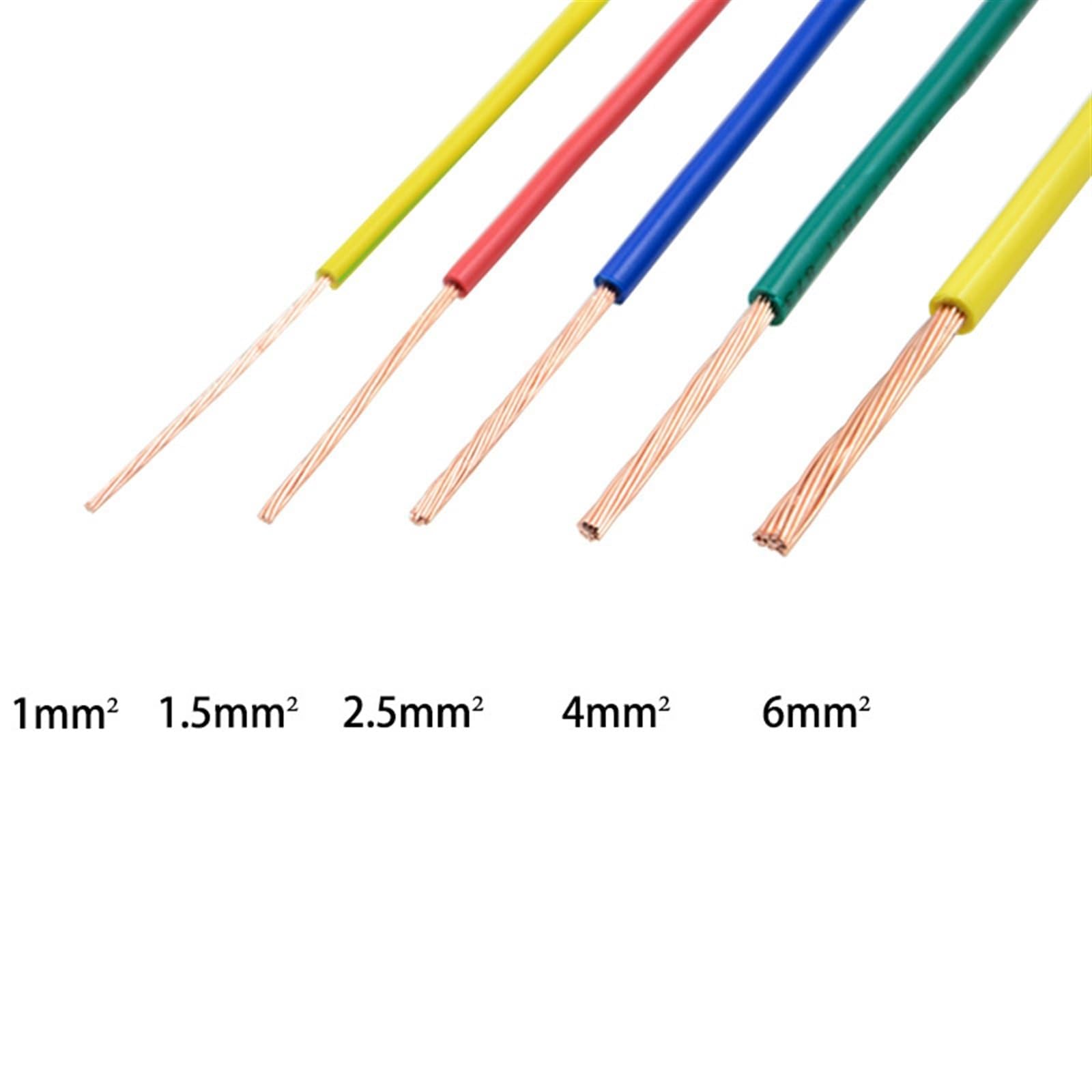 Outdoor Extension 1 Meter Multi Strand Sheathed Wire 17AWG 15AWG 13AWG 11AWG 9AWG 7AWG Electric Pure Copper Flexible Cable for Home Appliance Solar sheathed (Color : Yellow, Size : 1Meter 13AWG 2.5m