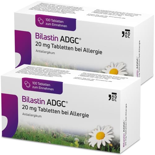 Bilastin ADGC® 2x 100 St - Allergietabletten bei Heuschnupfen - schnell & langanhaltend bis 24 St. wirksam bei allergischem Schnupfen, Nesselsucht(Urtikaria), Juckreiz, Tierhaar- und Hausstauballergie
