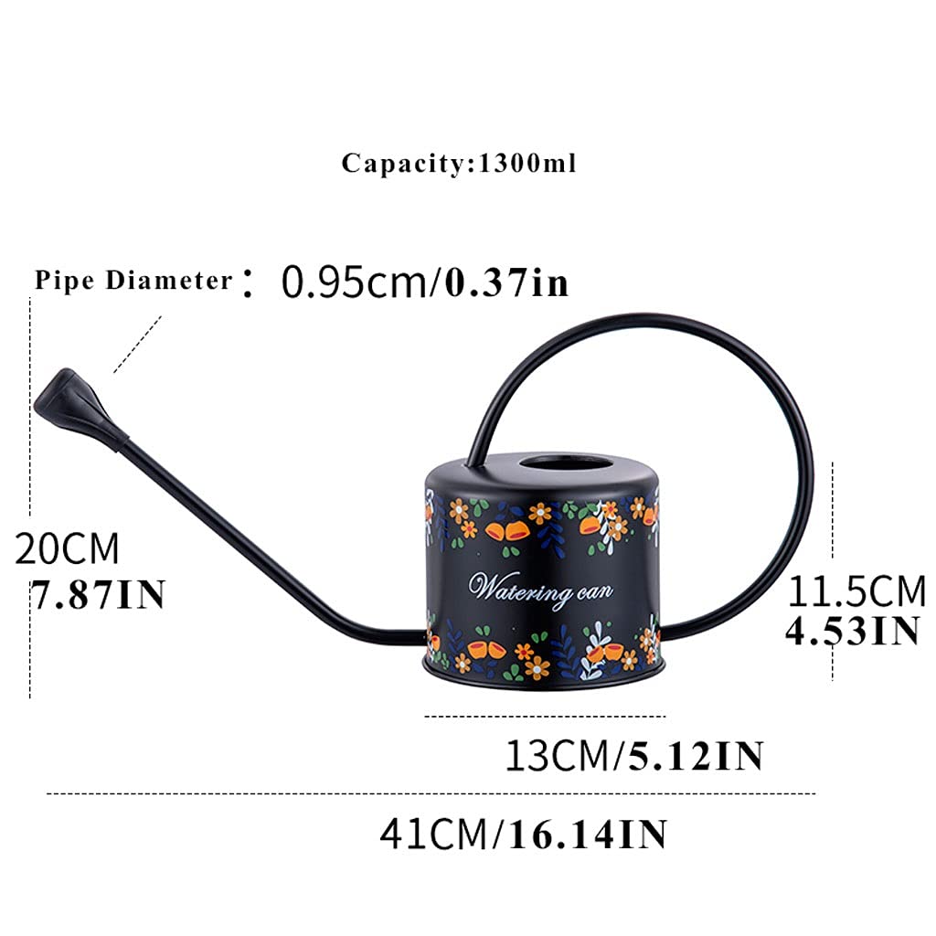 Liudan Konewka długa wylewka, konewka, nadruk 1,3 l, konewka, do wnętrz, na zewnątrz, do ogrodu, kwiat, roślina, doniczka z 1 zdejmowaną wylewką, puszka na wodę (kolor: biała)