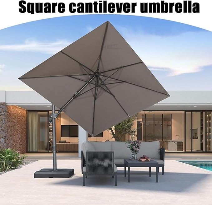 Toldo de repuesto para sombrilla de jardín, tela rectangular con 8 varillas para mesa de mercado