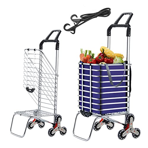 YSUEFIJO Einkaufswagen Trolley 6 Räder, Einkaufstrolley zum Treppensteiger Klappbar Handwagen mit Abnehmbarer…